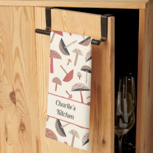 Retro-Midcentury-Pilzmuster personalisiert Geschirrtuch