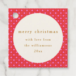 Retro MidCentury Rosa Niedliches Weihnachtsfest Geschenkanhänger