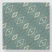 Retro Midcentury Style Teal Geometric Abstract Steinuntersetzer (Vorderseite)