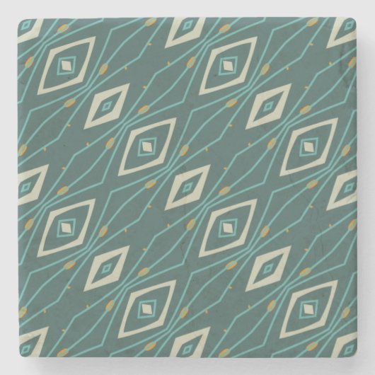Retro Midcentury Style Teal Geometric Abstract Steinuntersetzer (Vorderseite)