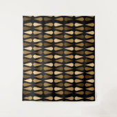 Retro Midcentury Teardrops Black Brown Wandteppich (Vorderseite)