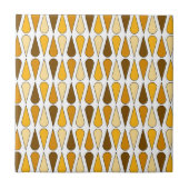 Retro Midcentury Teardrops Ochre Fliese (Vorderseite)