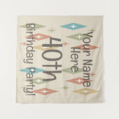 Retro Midjahrhundert 40. Geburtstag Wandteppich (Vorderseite (Horizontal))