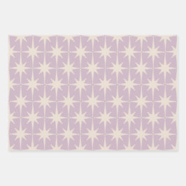 Retro Midjahrhundert 50er Star Pattern in Lilac Geschenkpapier Set