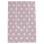 Retro Midjahrhundert 50er Star Pattern in Lilac Mittlere Geschenktüte (Rückseite)
