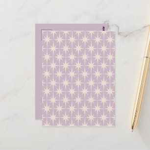Retro Midjahrhundert 50er Star Pattern in Lilac Postkarte