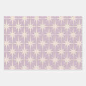 Retro Midjahrhundert 50er Star Pattern in Lilac Th Geschenkpapier Set (Vorderseite 3)