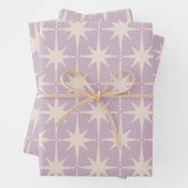 Retro Midjahrhundert 50er Star Pattern in Lilac Th Geschenkpapier Set (Beispiel)