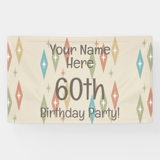 Retro Midjahrhundert 60. Geburtstag Banner (Horizontal)