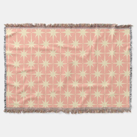 Retro Midjahrhundert Atomsternmuster Rosa Rosa Decke (Vorderseite)