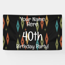 Retro Midjahrhundert Custom Geburtstag Banner