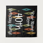 Retro Midjahrhundert Custom Geburtstag Wandteppich (Vorderseite (Horizontal))