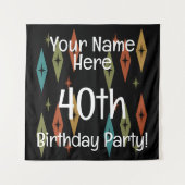 Retro Midjahrhundert Custom Geburtstag Wandteppich (Vorderseite)