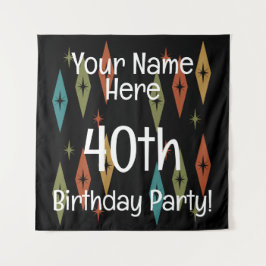 Retro Midjahrhundert Custom Geburtstag Wandteppich