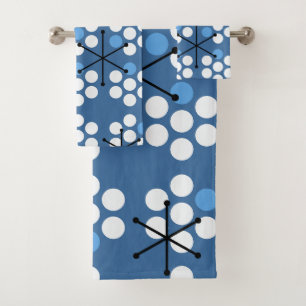 Retro Midjahrhundert MCM Dots Blue Badhandtuch Set