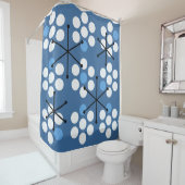 Retro Midjahrhundert MCM Dots Blue Duschvorhang (Beispiel)