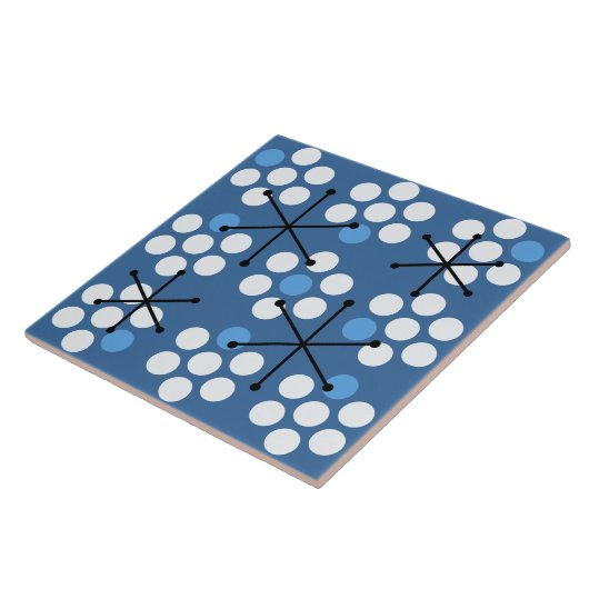 Retro Midjahrhundert MCM Dots Blue Fliese (Seite)