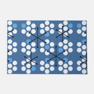Retro Midjahrhundert MCM Dots Blue Fußmatte