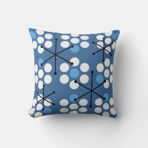 Retro Midjahrhundert MCM Dots Blue Kissen