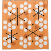 Retro Midjahrhundert MCM Dots Orange Duschvorhang (Vorderseite)