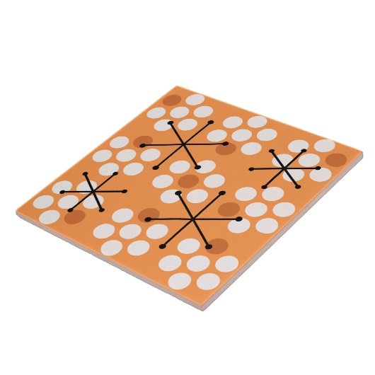Retro Midjahrhundert MCM Dots Orange Fliese (Seite)