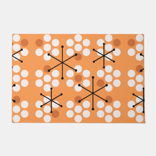 Retro Midjahrhundert MCM Dots Orange Fußmatte (Vorderseite)