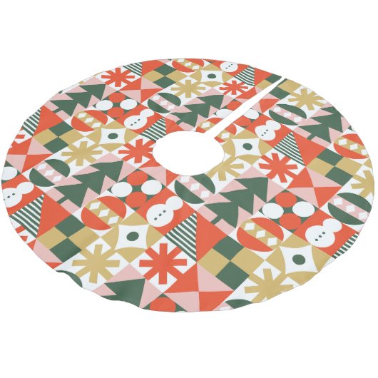 Retro Midjahrhundert Moderne skandinavische Weihna Polyester Weihnachtsbaumdecke (Schrägansicht)