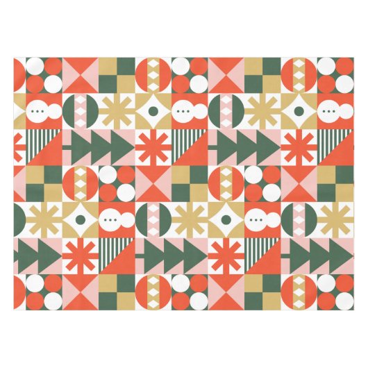 Retro Midjahrhundert Moderne skandinavische Weihna Tischdecke (Vorderseite (Horizontal))