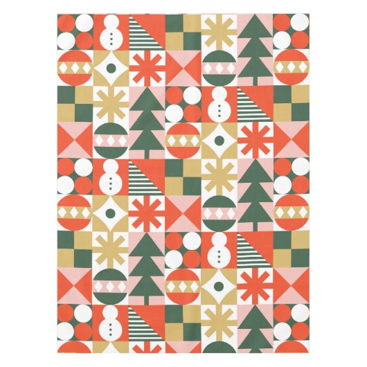 Retro Midjahrhundert Moderne skandinavische Weihna Tischdecke (Vorderseite)