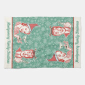 Retro Midjahrhundert Moderner Name der Weihnachtsf Geschirrtuch (Horizontal)