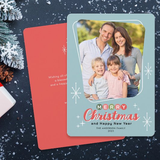 Retro Midjahrhundert Modernes Message Foto Weihnac Feiertagskarte