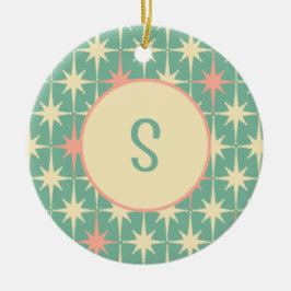 Retro Midjahrhundert Sternenmuster Aquamarin mit A Keramik Ornament