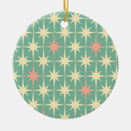 Retro Midjahrhundert Sternenmuster Pink und Aquama Keramik Ornament