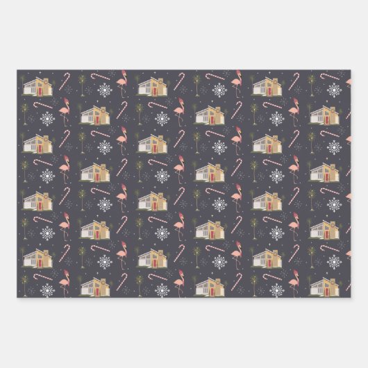 Retro Midjahrhundert-Weihnachtsmuster Geschenkpapier Set (Vorderseite 3)