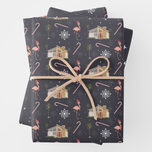 Retro Midjahrhundert-Weihnachtsmuster Geschenkpapier Set (Beispiel)