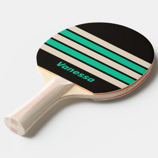 Retro Midnight Mint Across Striping with Name Tischtennis Schläger (Vorderseite)