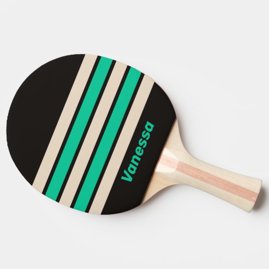 Retro Midnight Mint Across Striping with Name Tischtennis Schläger (Seitenansicht)