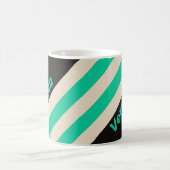 Retro Midnight Mint Streifen mit Namen Kaffeetasse (Mittel)