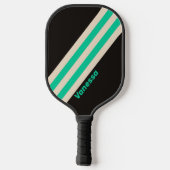 Retro Midnight Mint Strips mit Namen Pickleball Schläger (Rückseite)