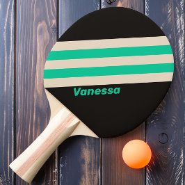 Retro Midnight Mint Strips mit Namen Tischtennis Schläger