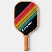 Retro Midnight Rainbow mit Name Pickleball Schläger (Vorderseite)