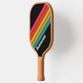 Retro Midnight Rainbow mit Name Pickleball Schläger (Links)