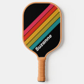 Retro Midnight Rainbow mit Name Pickleball Schläger (Rückseite)