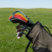 Retro Midnight Rainbow Pin Striped with Name Golf Headcover (In SItu)