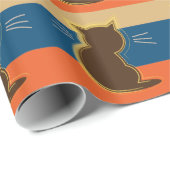 Retro Miezekatze-Cocos Geschenkpapier (Rolleneckpunkt)