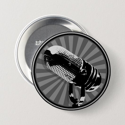 Retro-Mikrofon Grafik Button (Vorne & Hinten)