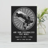 Retro-Mikrofon Grafik Einladung (Stehend Vorderseite)