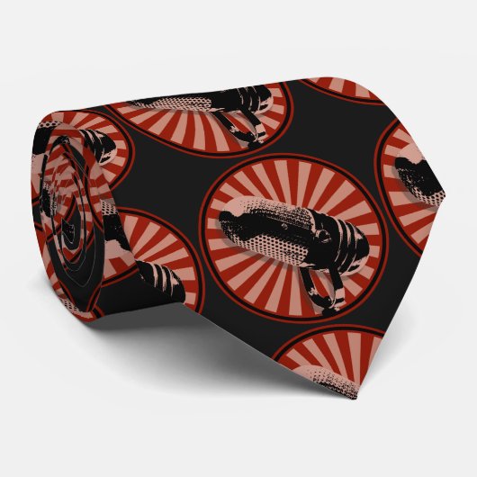 Retro-Mikrofon Grafik in Rot Krawatte (Gerollt)