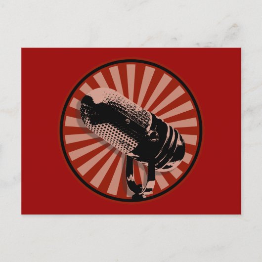 Retro-Mikrofon Grafik in Rot Postkarte (Vorderseite)
