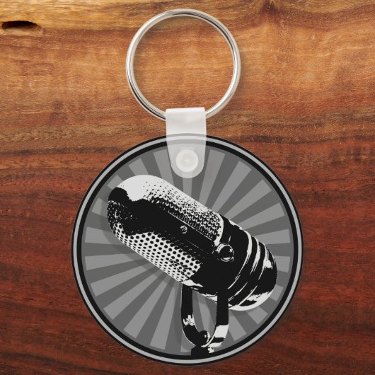 Retro-Mikrofon Grafik Schlüsselanhänger (Vorderseite)